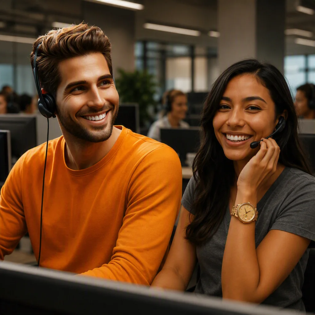 Agentes de Call Center realizando coaching y seguimiento del rendimiento con IA