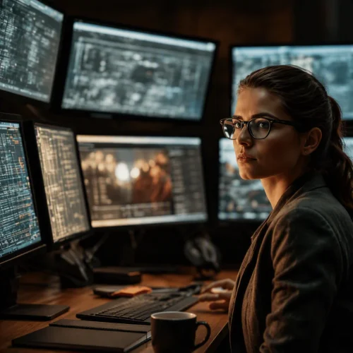 Profesional de Call Center monitorizando la calidad de las interacciones con herramientas de IA