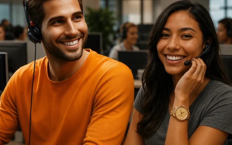 Agentes de Call Center realizando coaching y seguimiento del rendimiento con IA